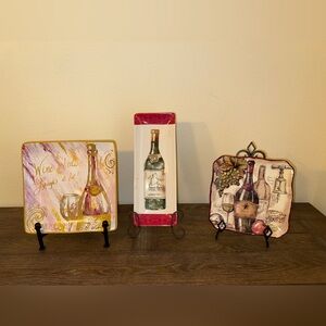 Wine-Themed Decorative Plates Set